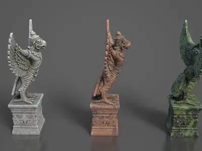 Ancient Khmer Statue24-250523 Low-poly 3D model