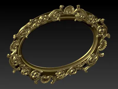Classic mirror frame inlaid wood  interior luxurious 3D model A2 3D model