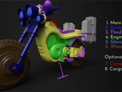 Military Pitbike Low-poly 3D model