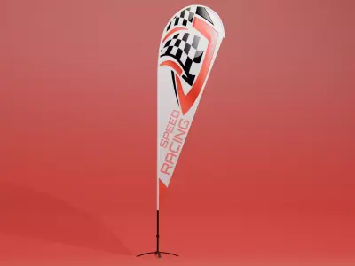 Tear Drop Flag 3D Model 3D model