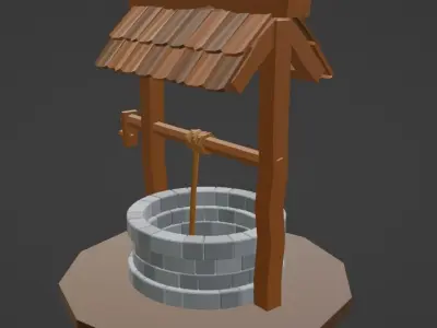 Waterwell wooden water well 3D model