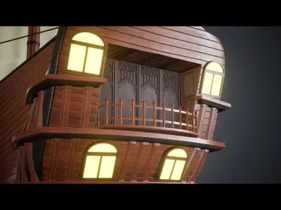 Pirate Ship Low-poly 3D model