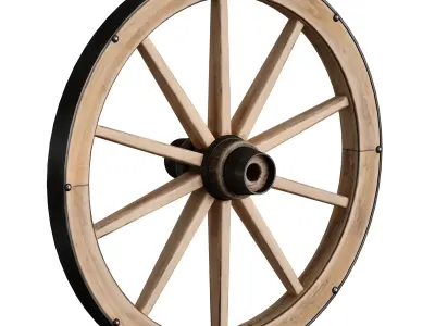 Wooden cart wheels set 3D model