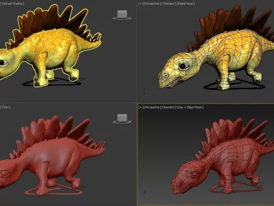 Rigged and Animated Cartoon Dinosaur 3D model