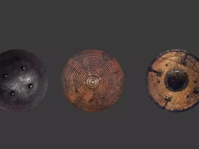 Round Medieval Shield  low-poly gameready model Free low-poly 3D model