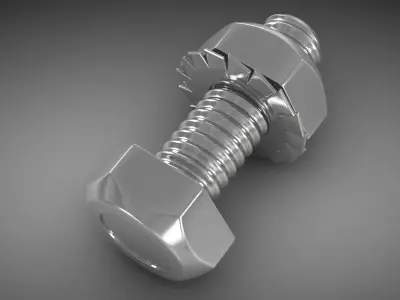 Screw nut and bolt Low-poly 3D model