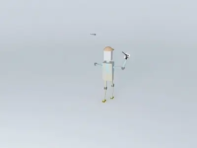 Fisherbot robot holding fishing pole Free 3D model