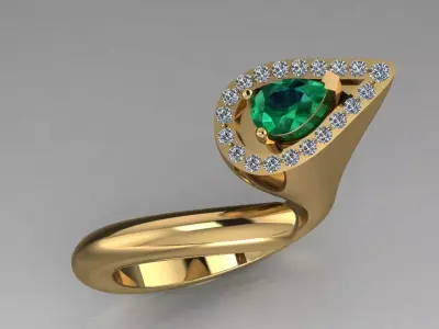 pear emerald rin 3D print model