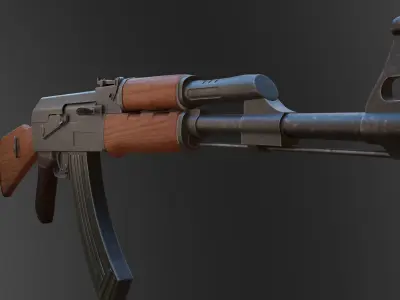 Weapon Rifle Kalashnikov AK-47 Textured 3D model