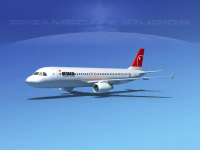 Airbus  A320 LP NWA Low-poly 3D model