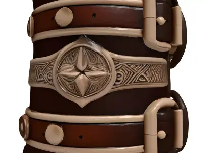 Ornate Fantasy Leather Bracer 3D model