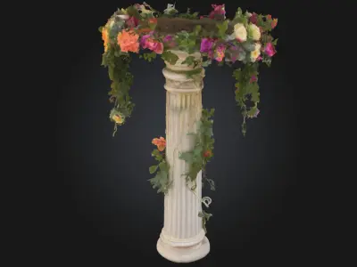 Floral Elegance Pillar  A Graceful Fusion of Nature and  3D model