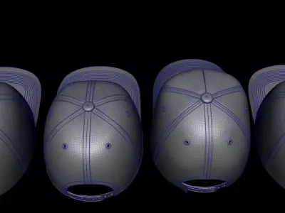 Caps pack 5 Low-poly 3D model