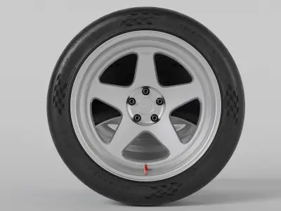 Kansei KNP Rims with Hoosier Drag Radial DR2 Slick Tires 3D model