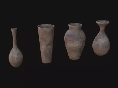 old Vases set 2 Low-poly 3D model