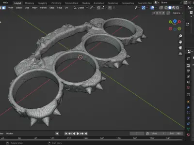 Silver Spiked Knuckles 3D model
