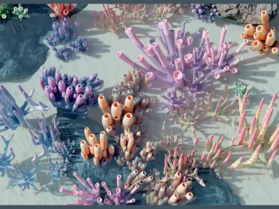 Lowpoly Coral Pack Low-poly 3D model