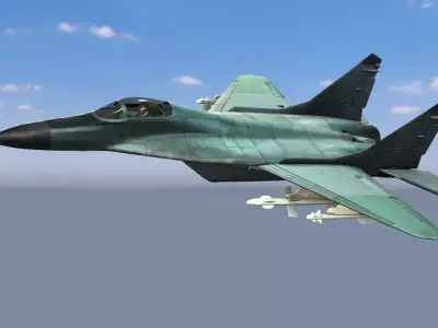 Fighter Jet Flying In Sky Plane V15 Low Poly 3D Model Low-poly 3D model