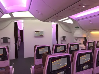 Boeing 787 Etihad  economy interior 3D model