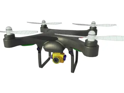 LowPoly and GameReady Consumer Drone Low-poly 3D model