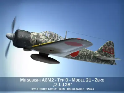 Mitsubishi A6M2 Zero - Hiyo Fighter Group 3D model