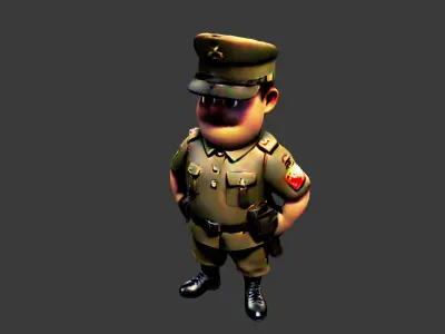 World War II Fat Soldier Low-poly 3D model