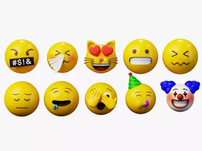 10 Emoticon Yellow Ball Pack Part 6 3D model