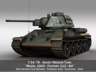 T-34-76 - Model 1943 - Soviet medium tank - B4 3D model
