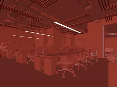  Office interior scene 04 3D model