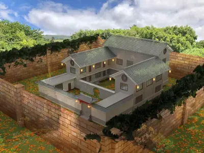 Chinese courtyard house 3D model