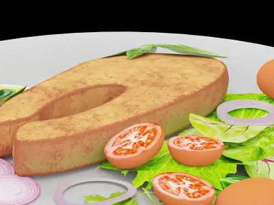 Fish With Vegetables Low-poly 3D model