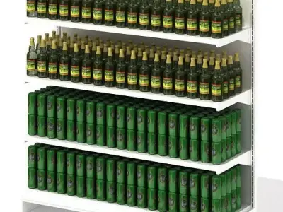 White Metal Commercial Display Shelves 3D model