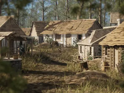 Medieval Village - A Middle Ages Environment Pack Buildings Kit Low-poly 3D model