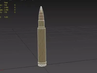 340 Weatherby Magnum Ammo Low-poly 3D model