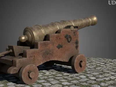 Bronze 6 Pounder Saker Cannon 1780 3D model