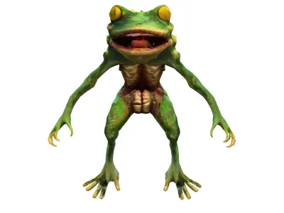 Monstrous Humanoid Frog Creature Low-poly 3D model