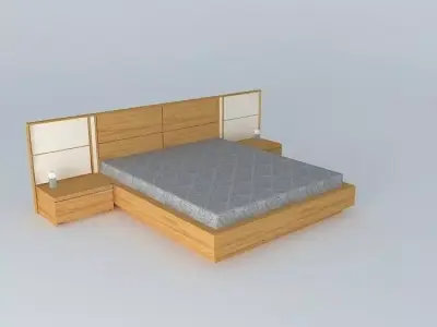 bed wooden shelf Free 3D model