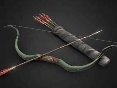 Bow and arrows Free low-poly 3D model