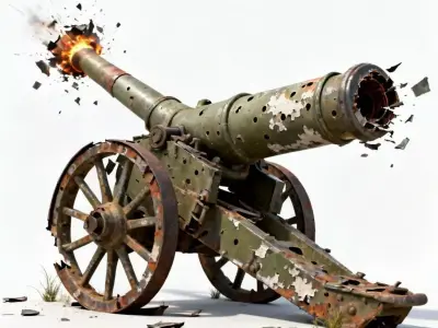 Destroyed Field Artillery Cannon 3D Model Low-poly 3D model