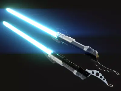 Scifi Lightsaber weapon AAA PBR asset Game 3 - VR - AR - LODs Low-poly 3D model
