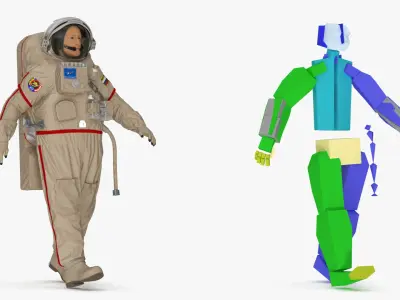 Astronaut Space Suit Orlan MK Rigged 3D model