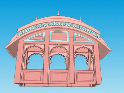 indian jodhpuri stone chatri temple 3D model