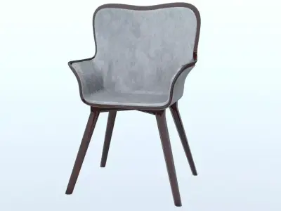 high poly chair with wooden legs Free 3D model