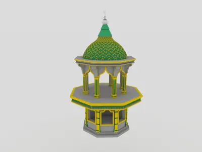 tower mosque Low-poly 3D model