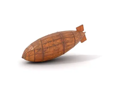 Vintage Wooden Airship model pack Low-poly 3D model