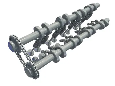 Camshaft and Engine Valves 3D model