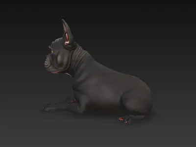 French Bulldog Dog Realistic 3D Model - Low Poly Realistic Low-poly 3D model