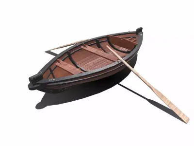 Old Wooden Rowing Boat Low-poly PBR Low-poly 3D model