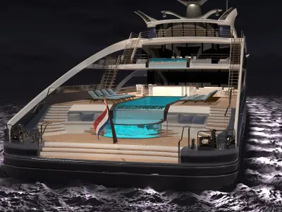 MaxiMax Superyacht Night Scene 3D model