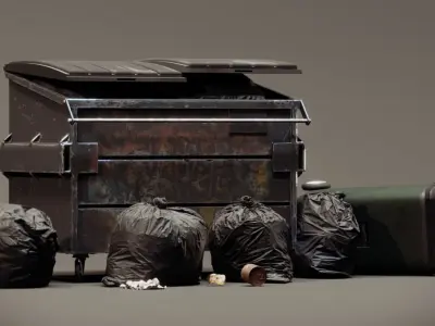 A pack of 3 trash bin Free 3D model